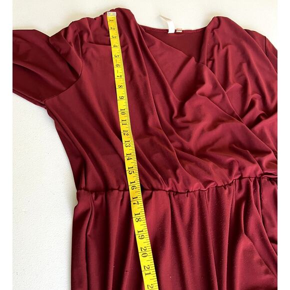 NY Collection Petite Plus Jumpsuit Women Size 1XP Burgundy Flattering Modest - Picture 12 of 16